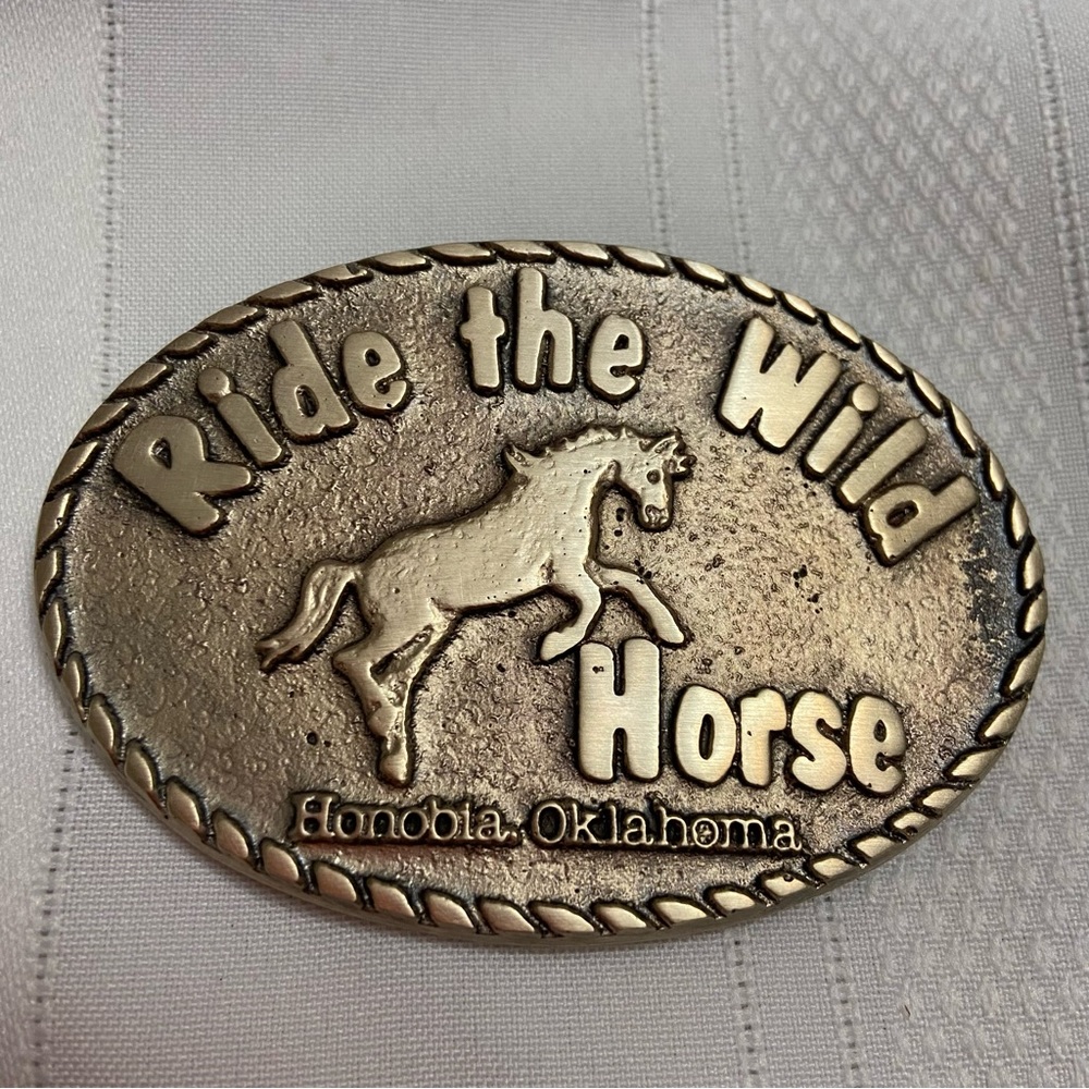 Solid Bronze “Ride the Wild Horse”Collectible Western Cowboy/Cowgirl Buckle